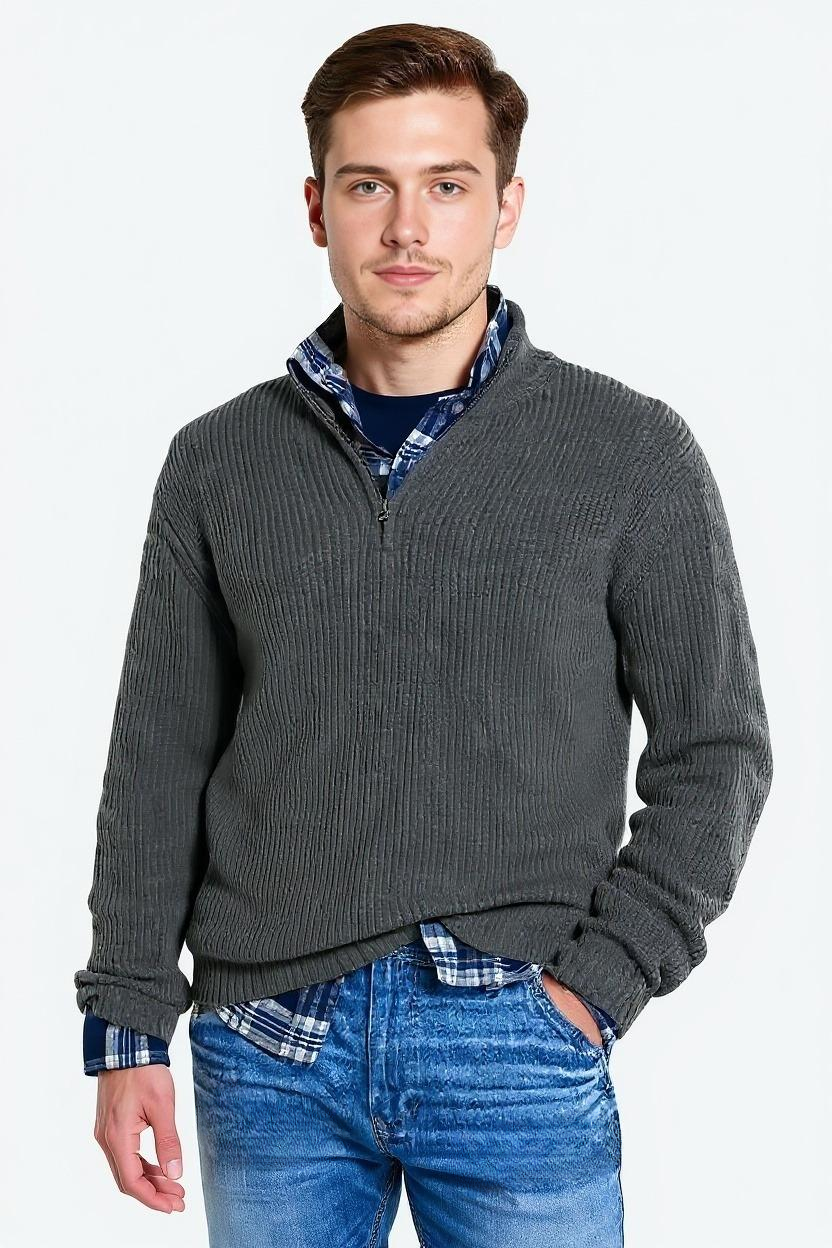 Striktrøje Med Half Zip