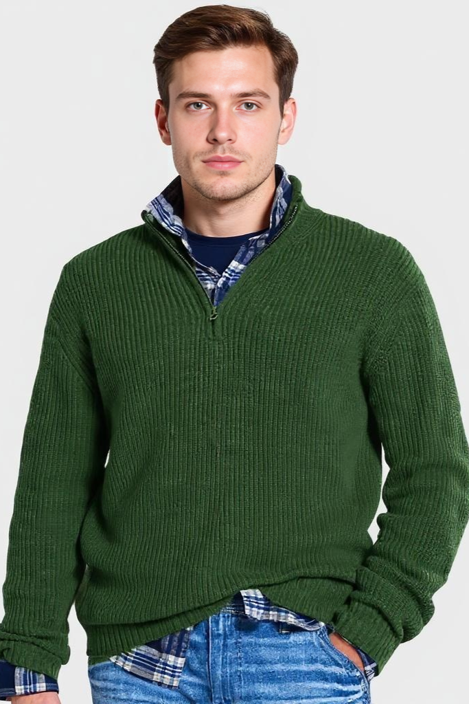 Striktrøje Med Half Zip