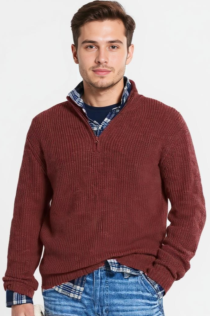 Striktrøje Med Half Zip