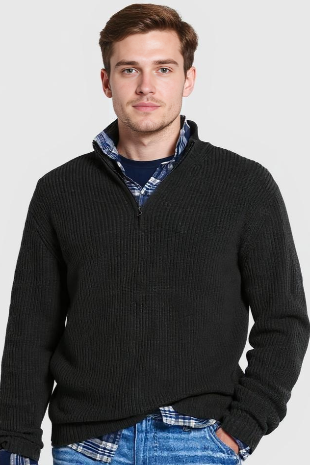 Striktrøje Med Half Zip