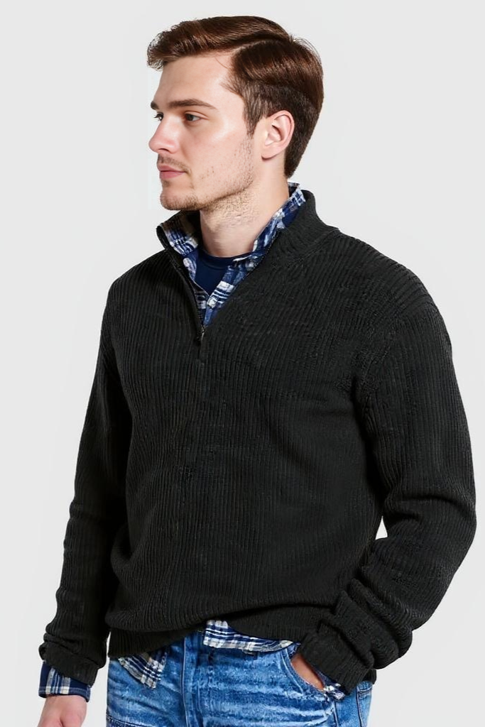 Striktrøje Med Half Zip