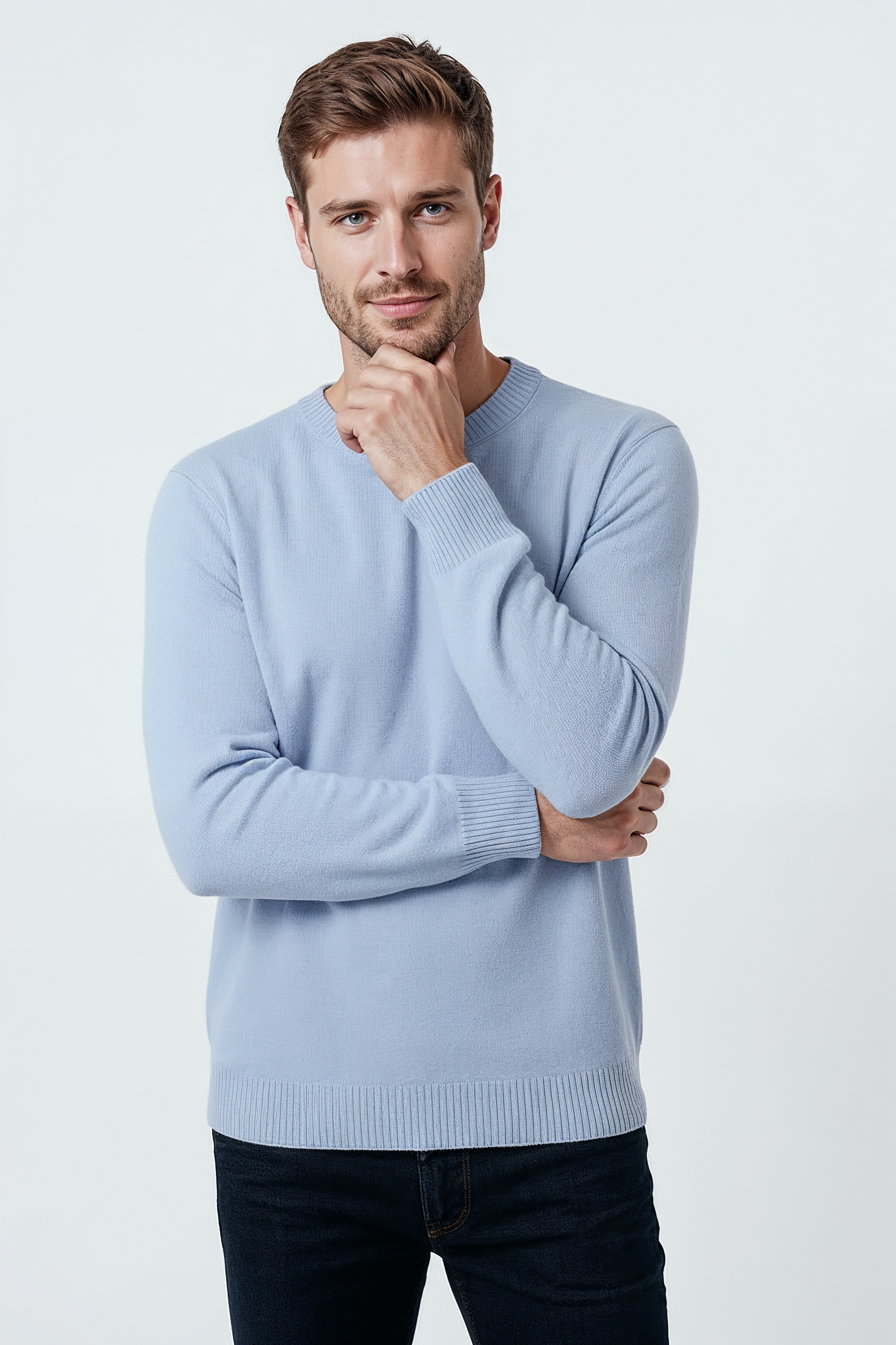 Striktrøje Med Strukturmønster - Lyseblå 1/0