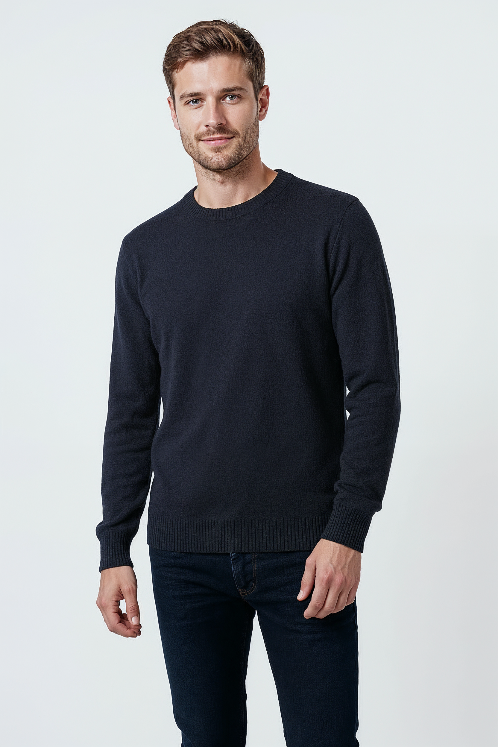 Striktrøje Med Strukturmønster - Marineblå 1/0