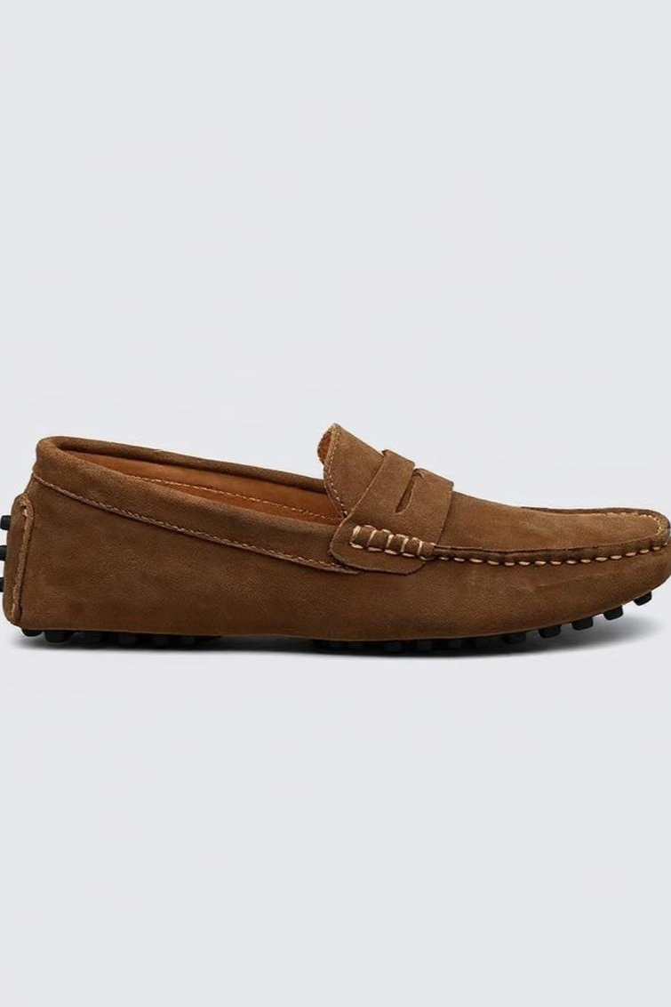 Suede Loafers Med Mokkasin-Syninger