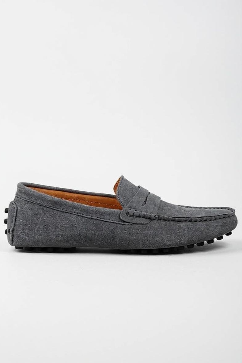 Suede Loafers Med Mokkasin-Syninger