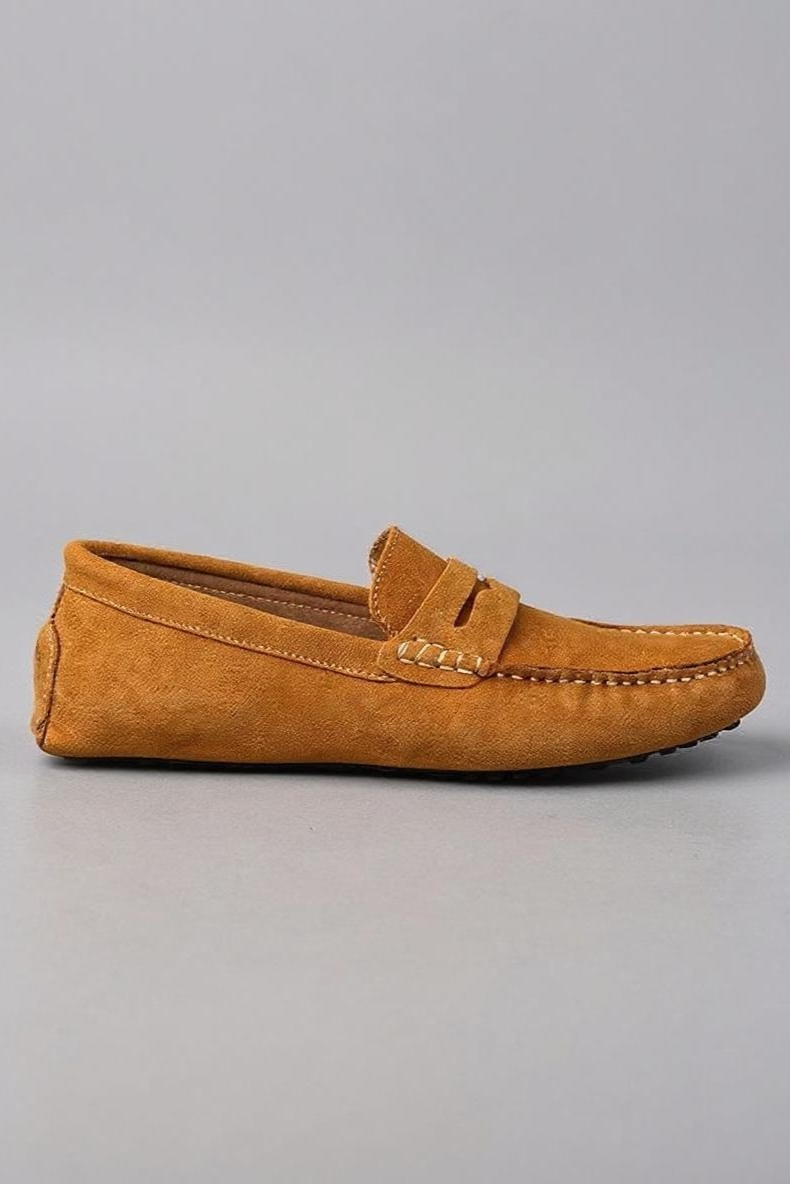 Suede Loafers Med Mokkasin-Syninger