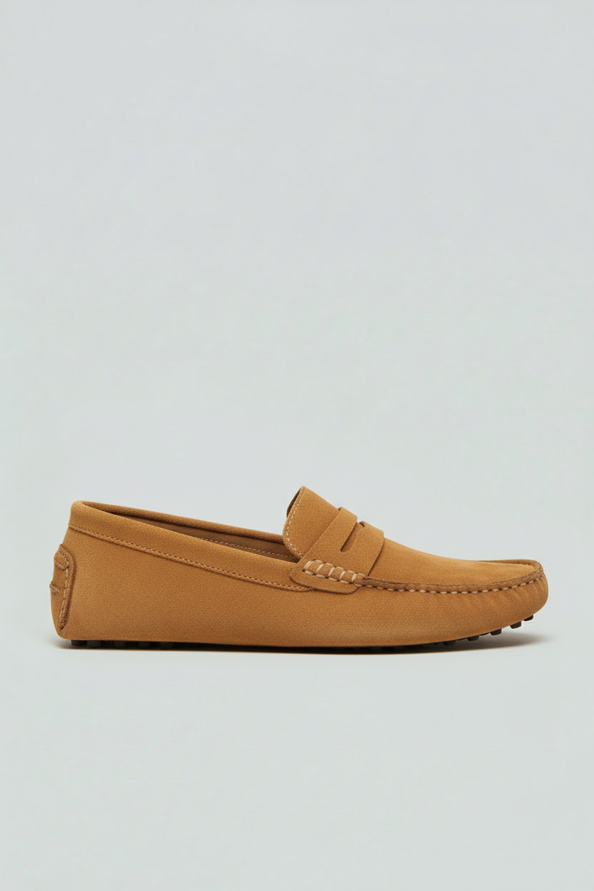 Suede Loafers Med Mokkasin-Syninger - Karamel 1/0
