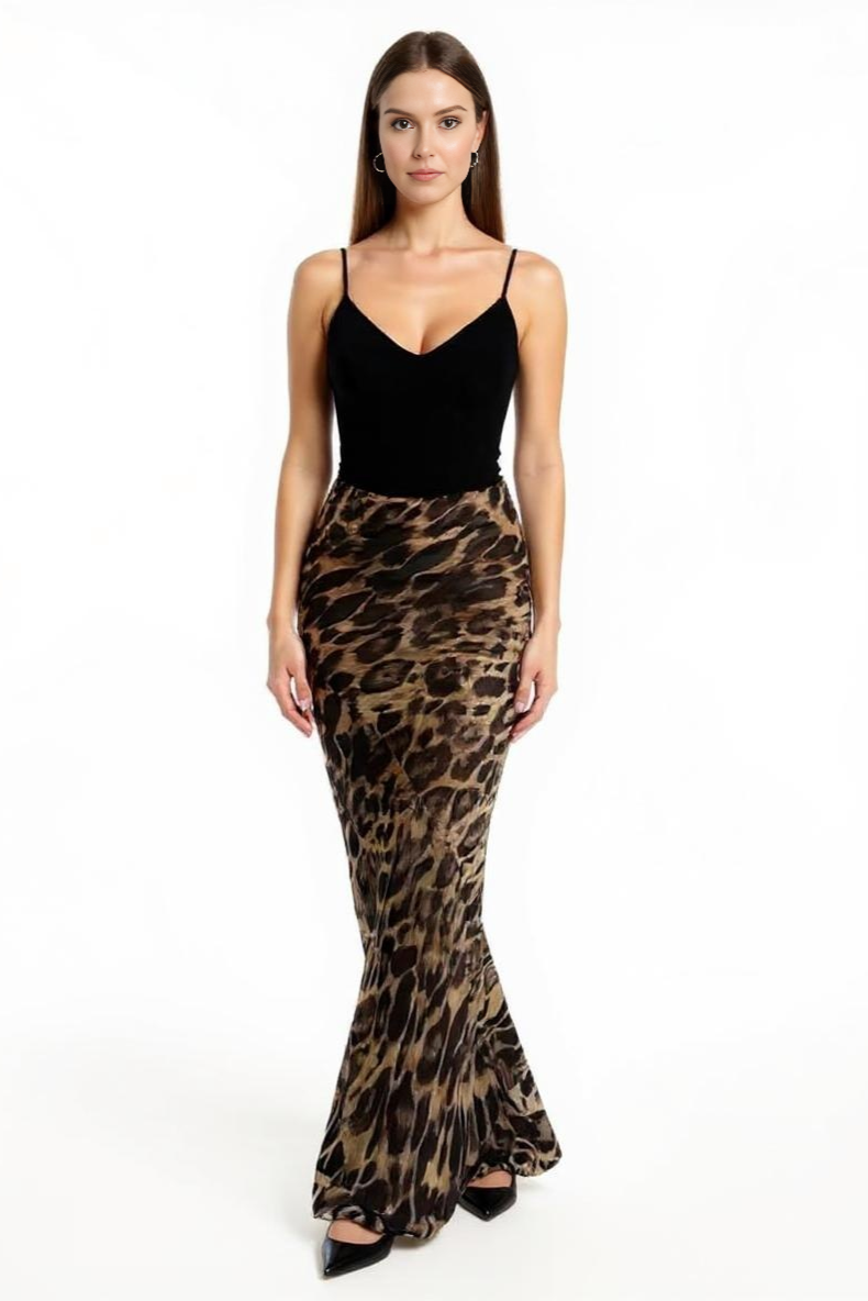 Tætsiddende Leopard Nederdel