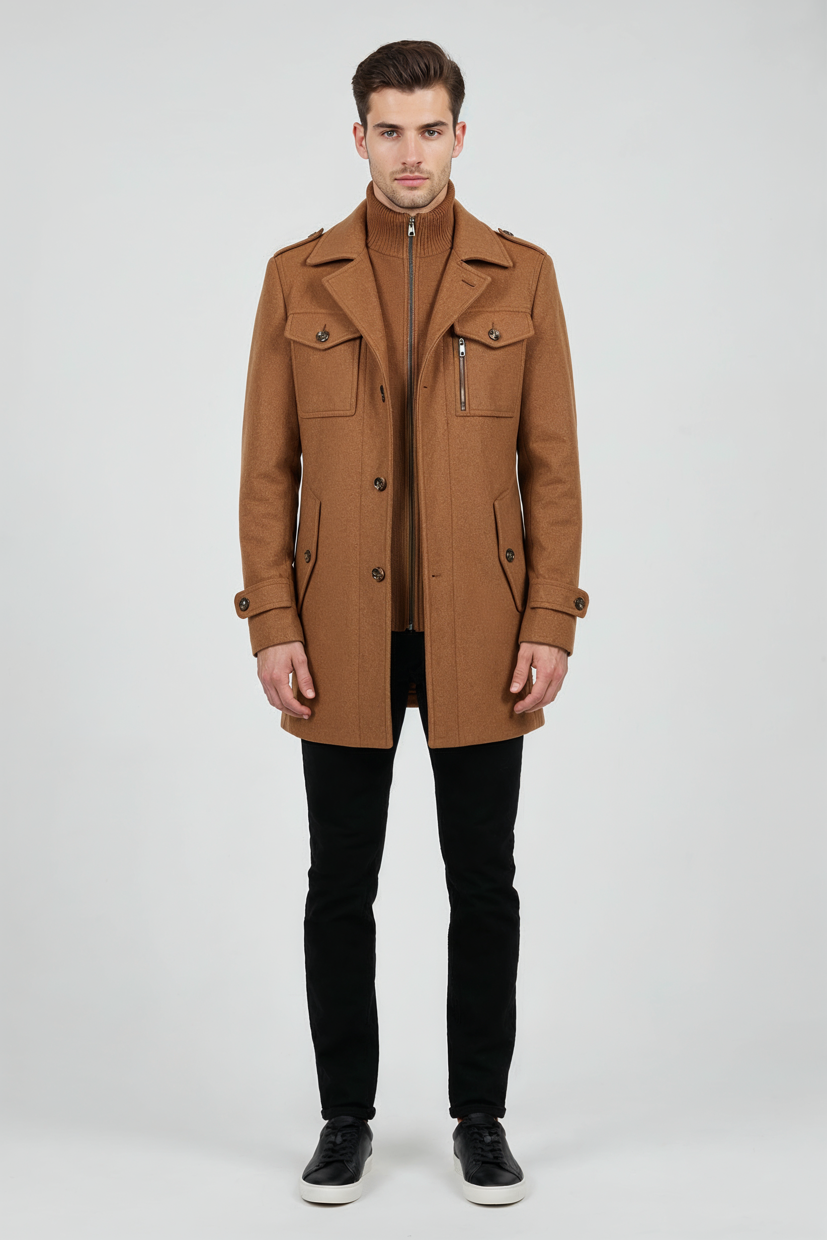 Uldfrakke Med Inderkrave - Kastanjebrun 1.2