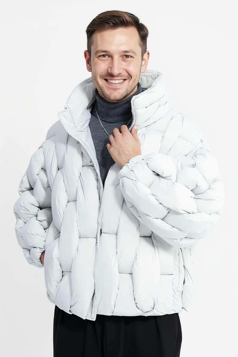 Vatteret Jakke Med Markant Struktur