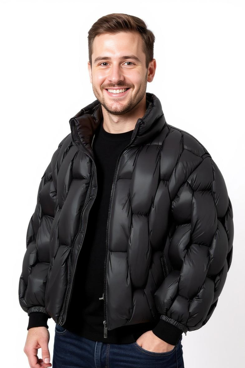 Vatteret Jakke Med Markant Struktur