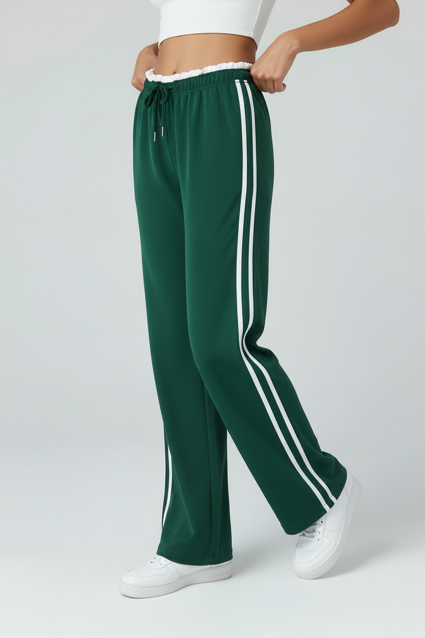 Vide Bukser Med Sporty Striber - Mørkegrøn 1.0