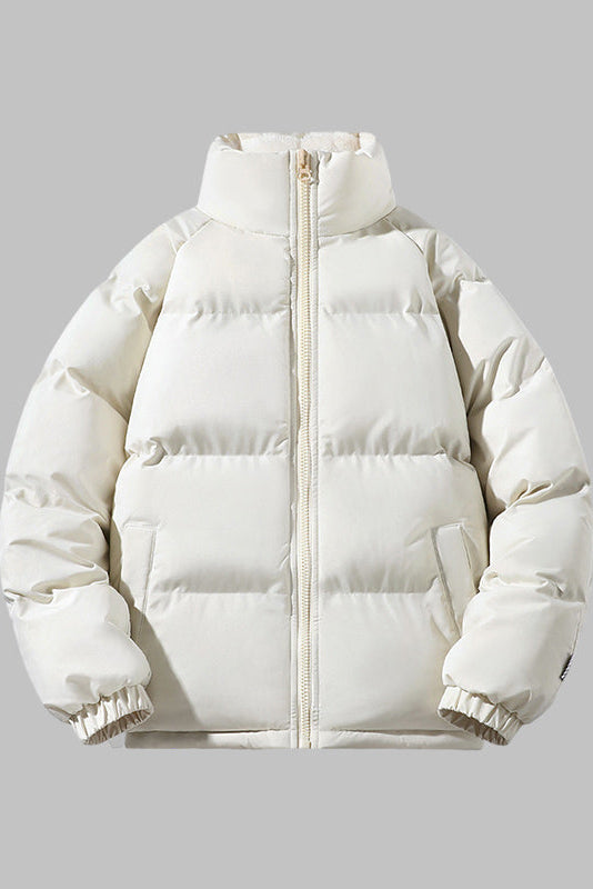 Vinterjakke Herre | Foret med Lynlås og Ståkrave - Knækket Hvid 1.1