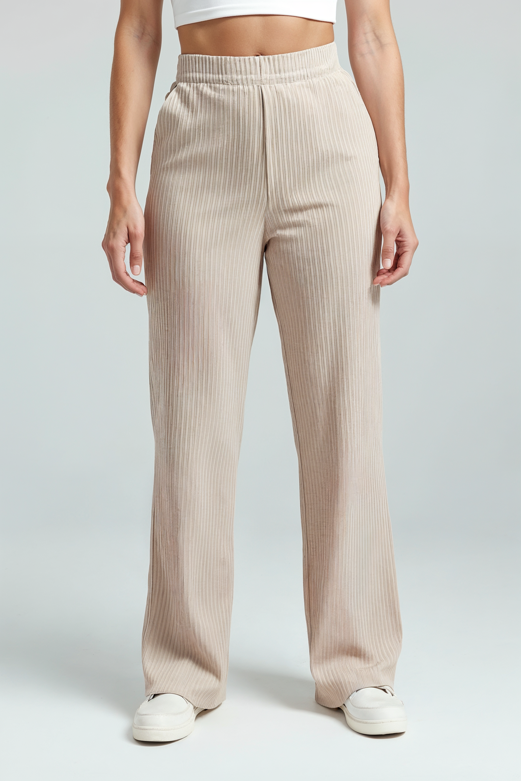 Bløde Fløjlsbukser Med Afslappet Stil - Lysebeige 1.0