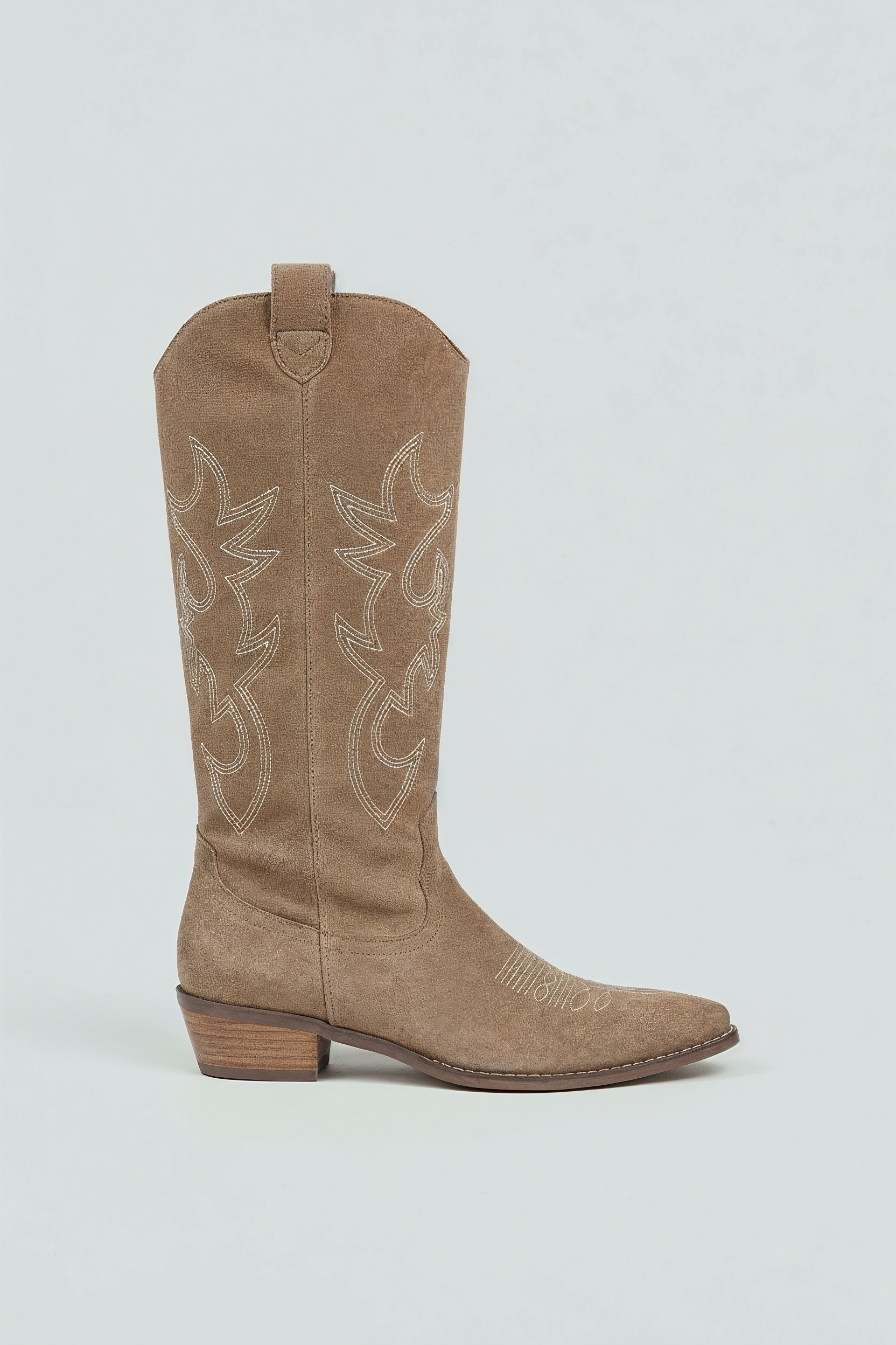 Broderede Støvler Med Westernsilhuet - Lysebrun 1.1