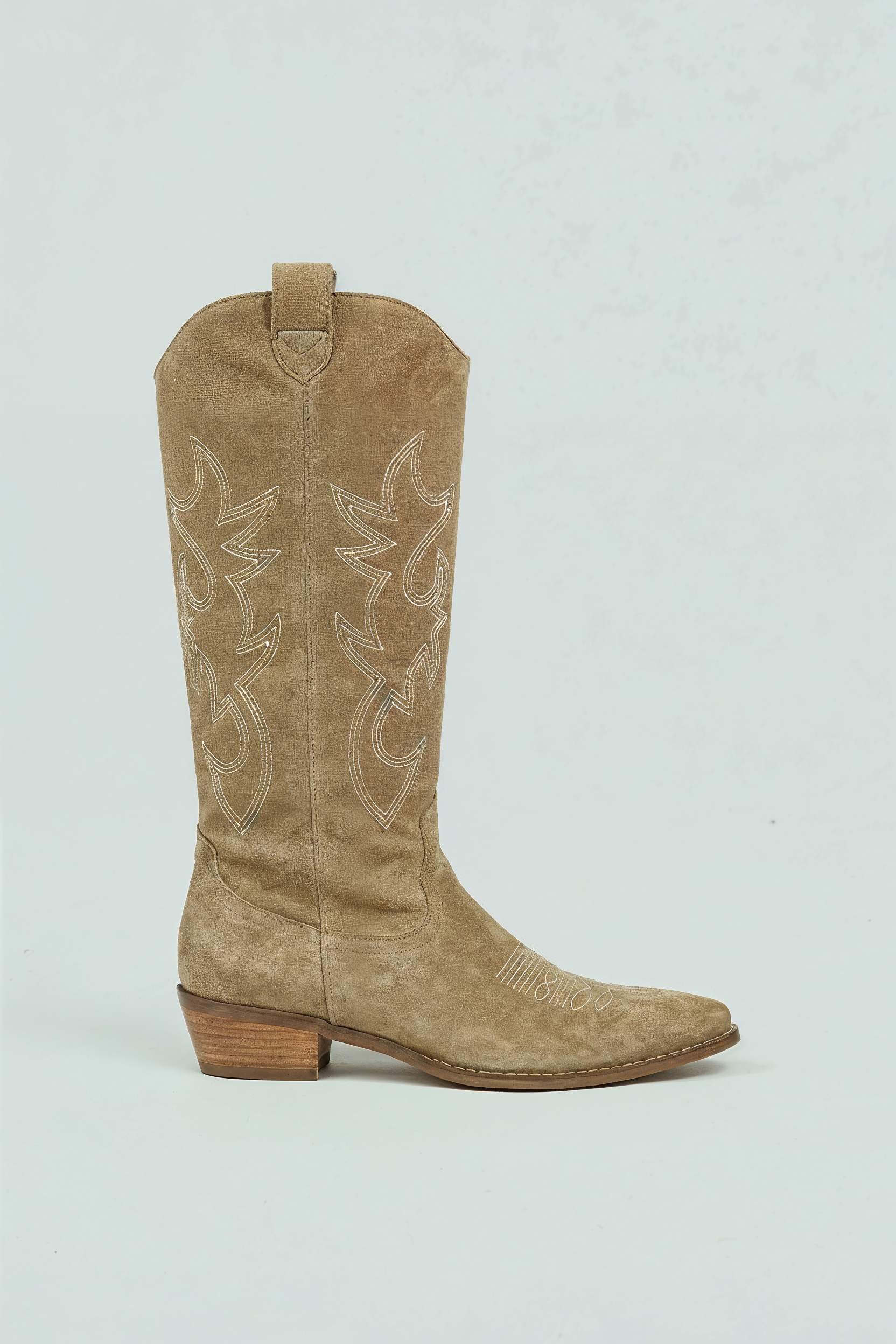Broderede Støvler Med Westernsilhuet - Sand 1.1