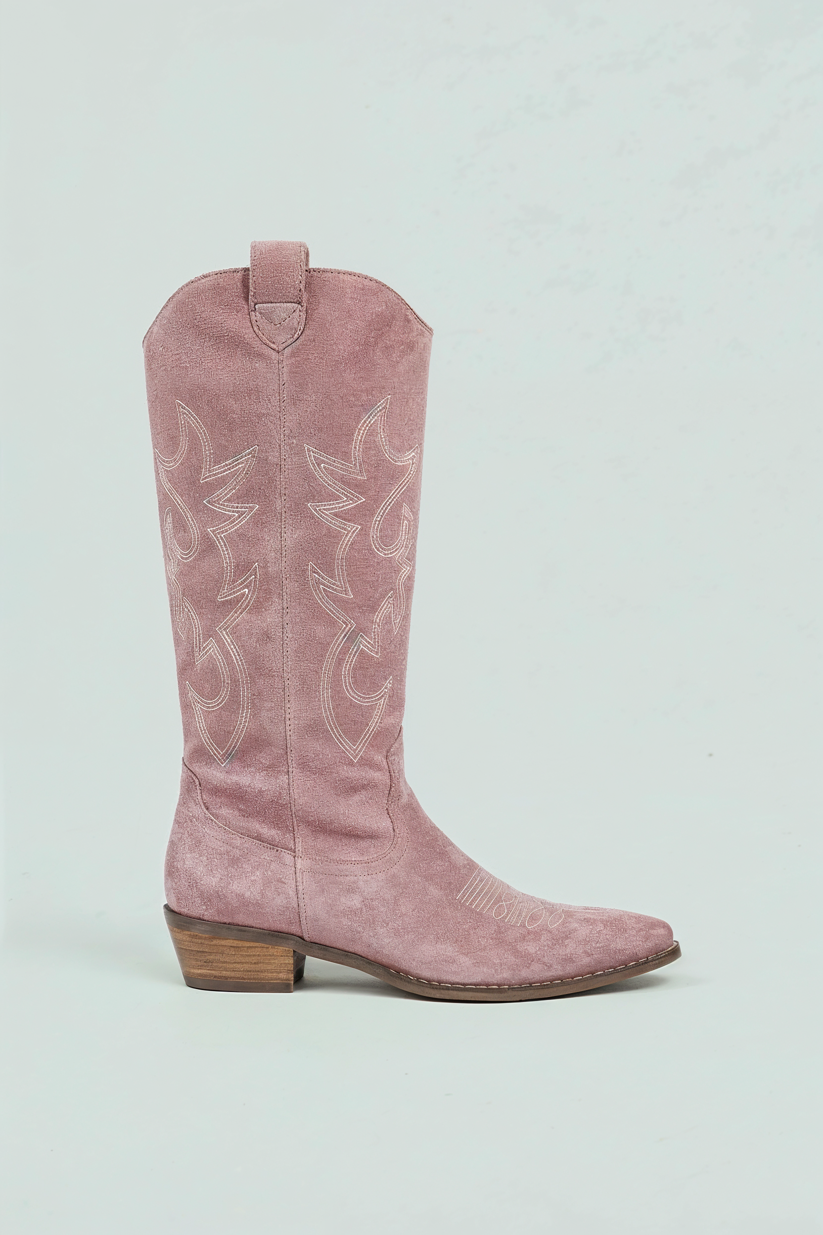Broderede Støvler Med Westernsilhuet - Støvet Rosa 1.1