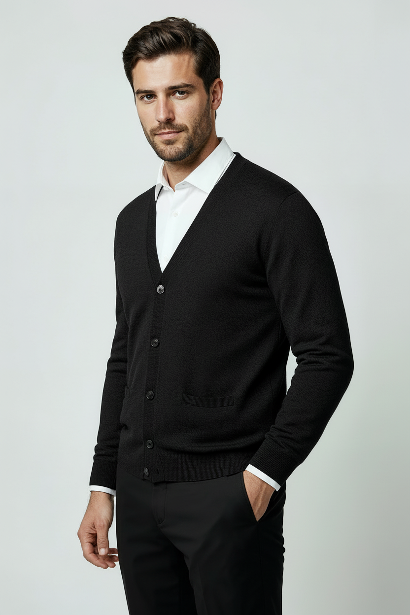 Cardigan Med V-hals - Sort 1/0