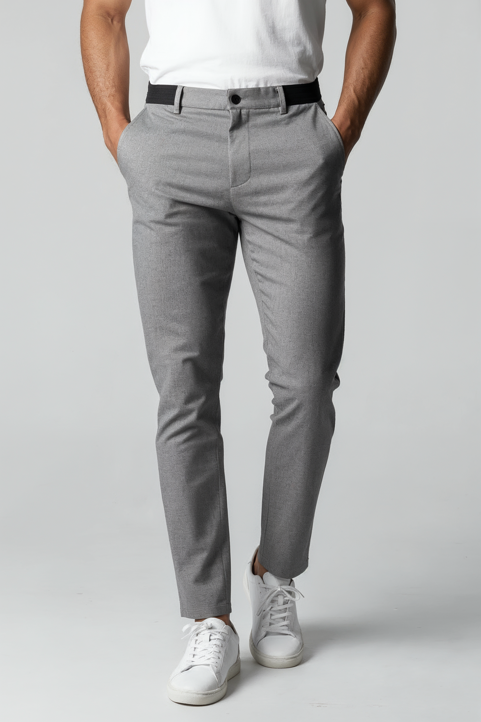Chino Bukser Med Stræk Og Slim Snit - Grå 1.1