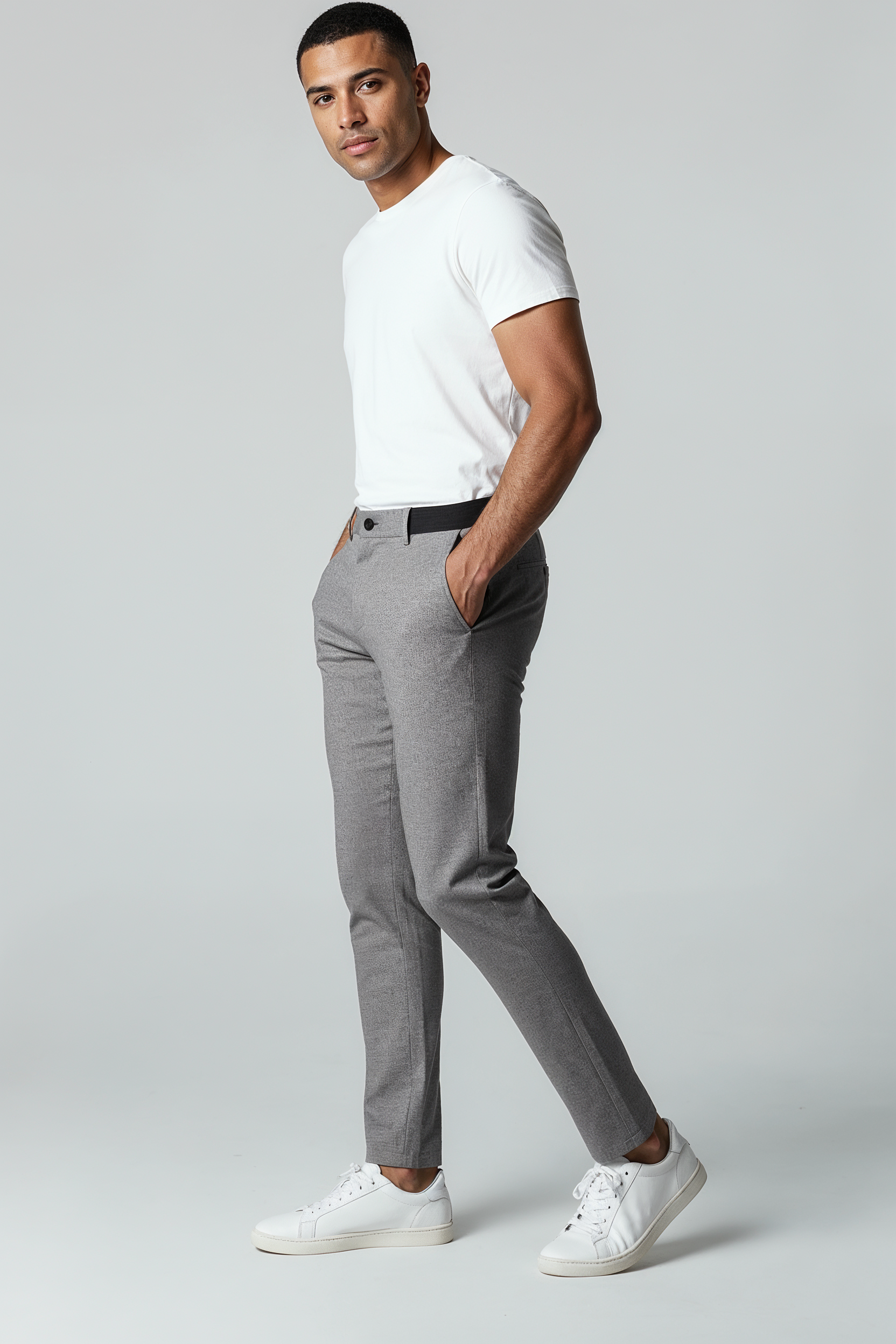 Chino Bukser Med Stræk Og Slim Snit - Grå 1.2