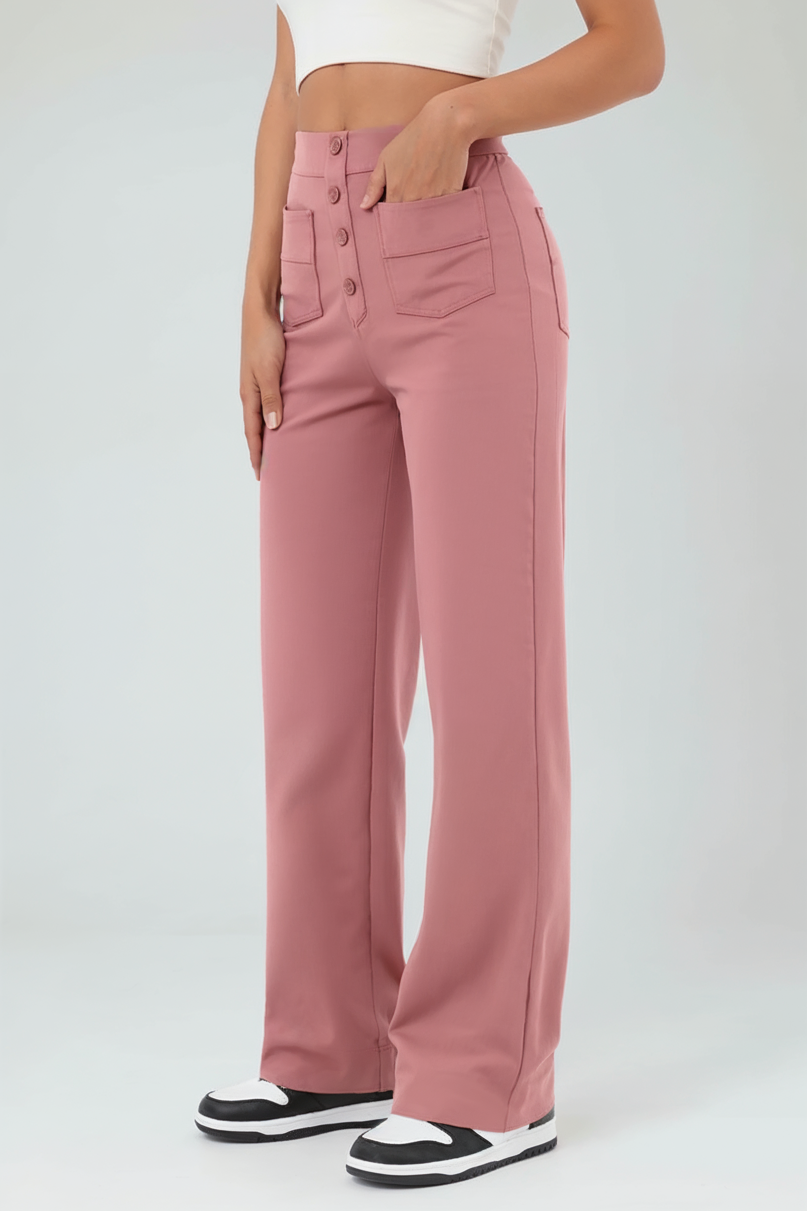 Højtaljede Bukser Med Stretch - Rosa 1.3