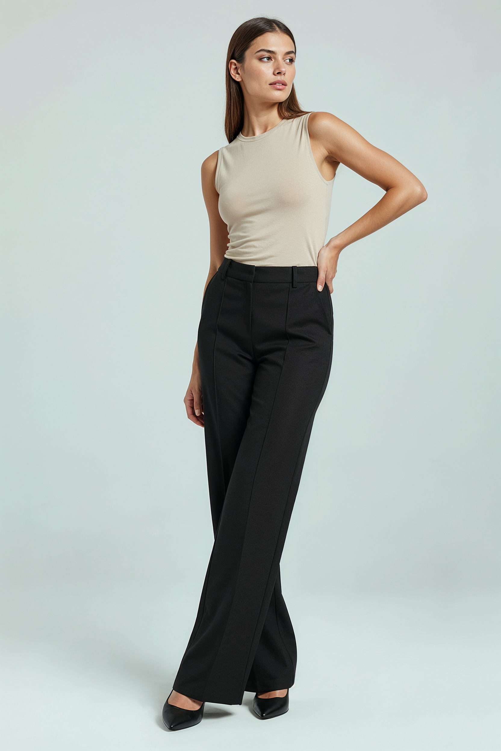 Højtaljede Bukser Med Vide Ben - Sort 1.2