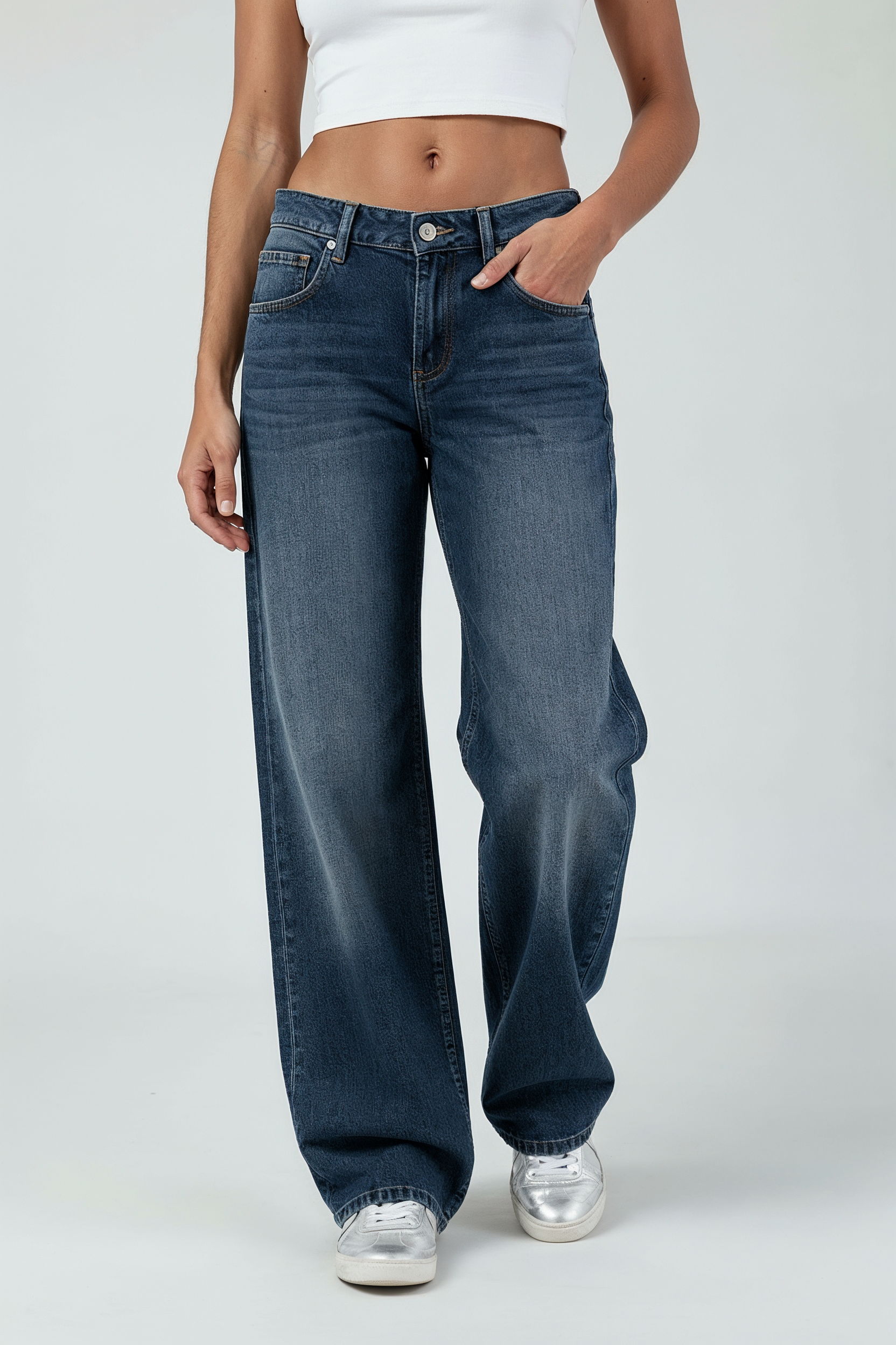 Jeans Med Lav Talje - Mørk denim 1.1