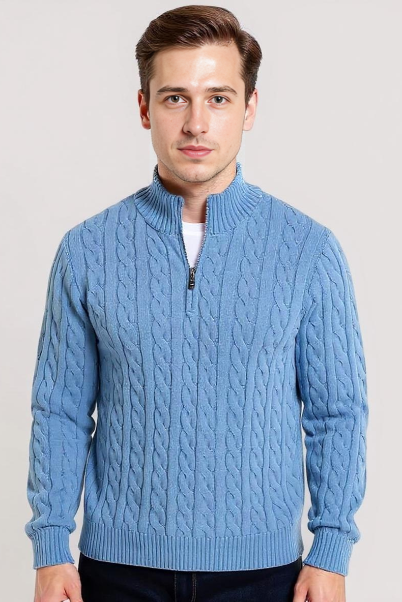 Kabel Striktrøje Med Half Zip 