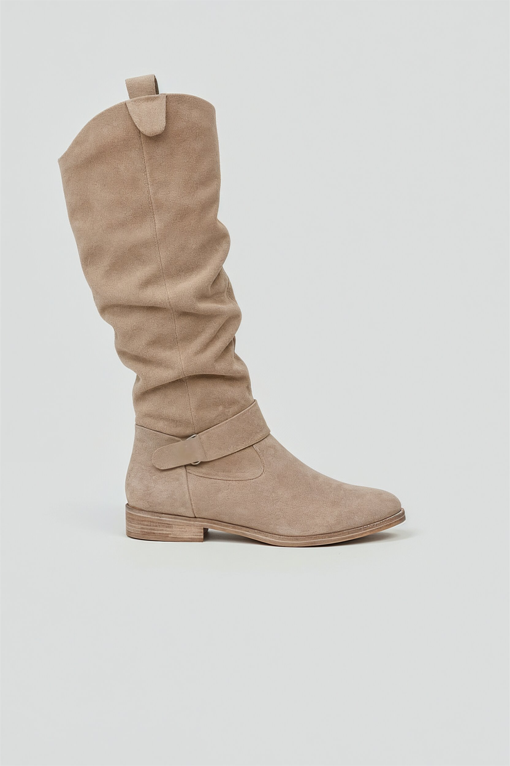 Knæhøje Støvler I Ruskindlook - Støvet Beige 1.2