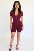 Kortærmet V-Hals Jumpsuit