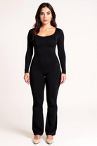 Langærmet Jumpsuit Med Firkantet Halsudskæring
