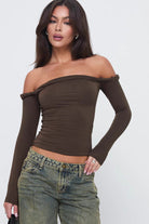 Off-Shoulder Langærmet Top