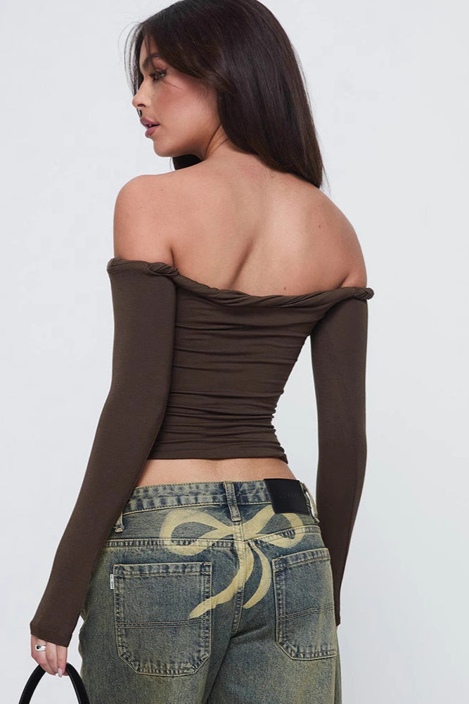 Off-Shoulder Langærmet Top