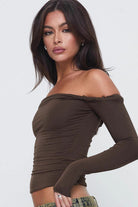 Off-Shoulder Langærmet Top