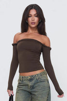 Off-Shoulder Langærmet Top