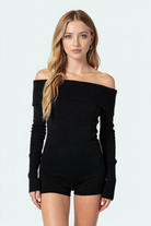 Off-Shoulder Ribbet Jumpsuit