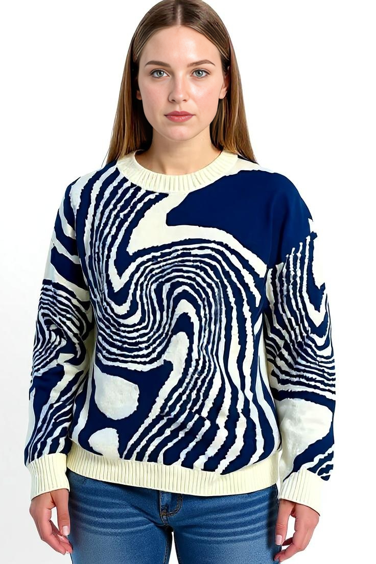 Oversized Sweater Med Bølgestruktur