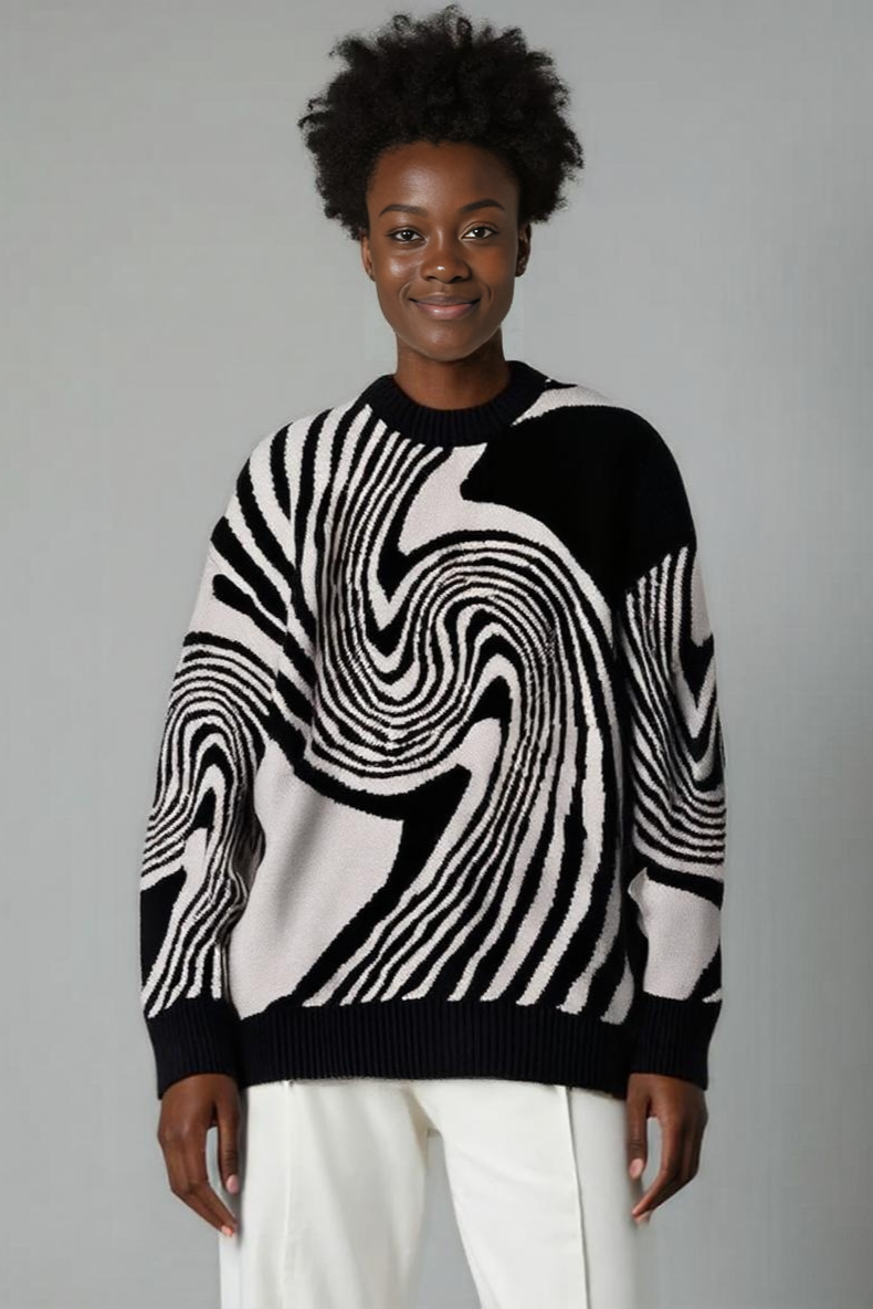 Oversized Sweater Med Bølgestruktur