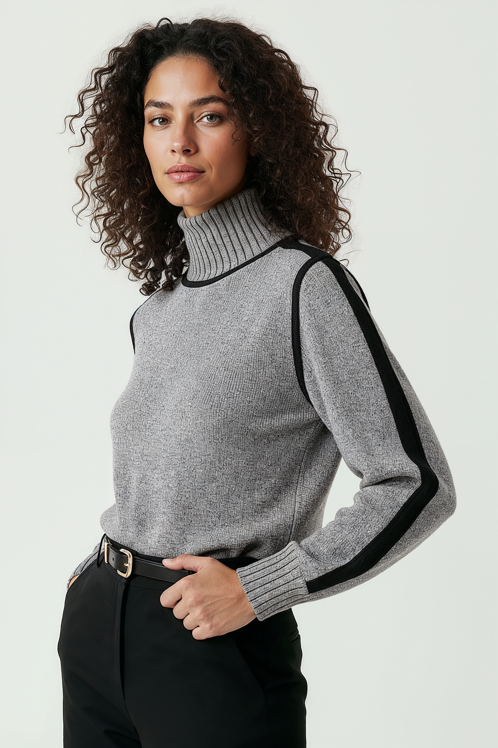 Oversized Sweater Med Kontrastsyninger -Grå 2/0