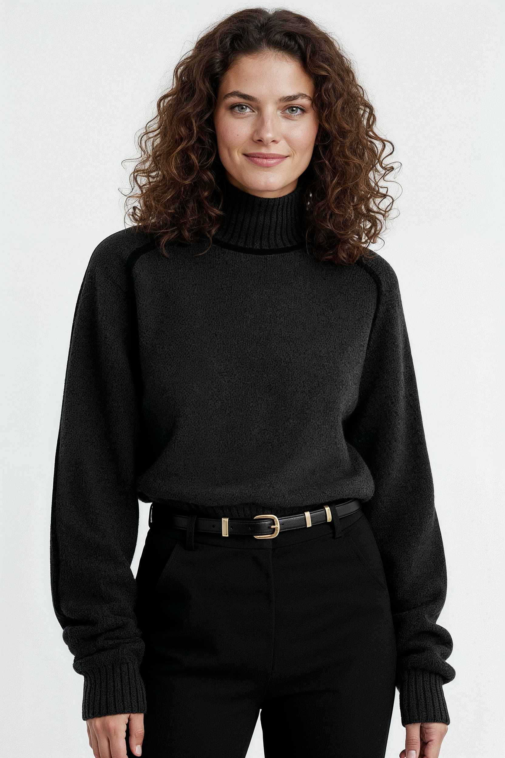 Oversized Sweater Med Kontrastsyninger - Mørkegrå 1/0