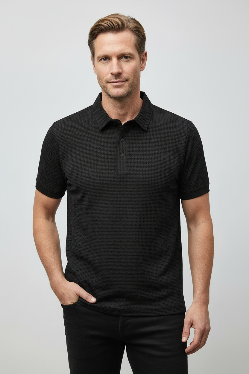 Polo T-shirt Herre | Med Krave og Knapper - Sort 1.1