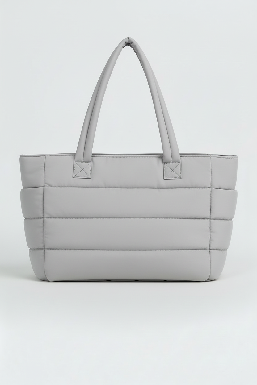 Puffer Tote Bag - Lysegrå 1-0