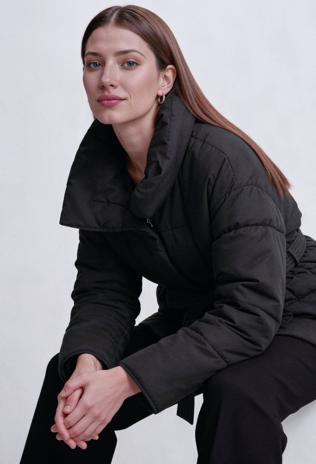 Pufferjakke Med Bælte - Sort 1.2