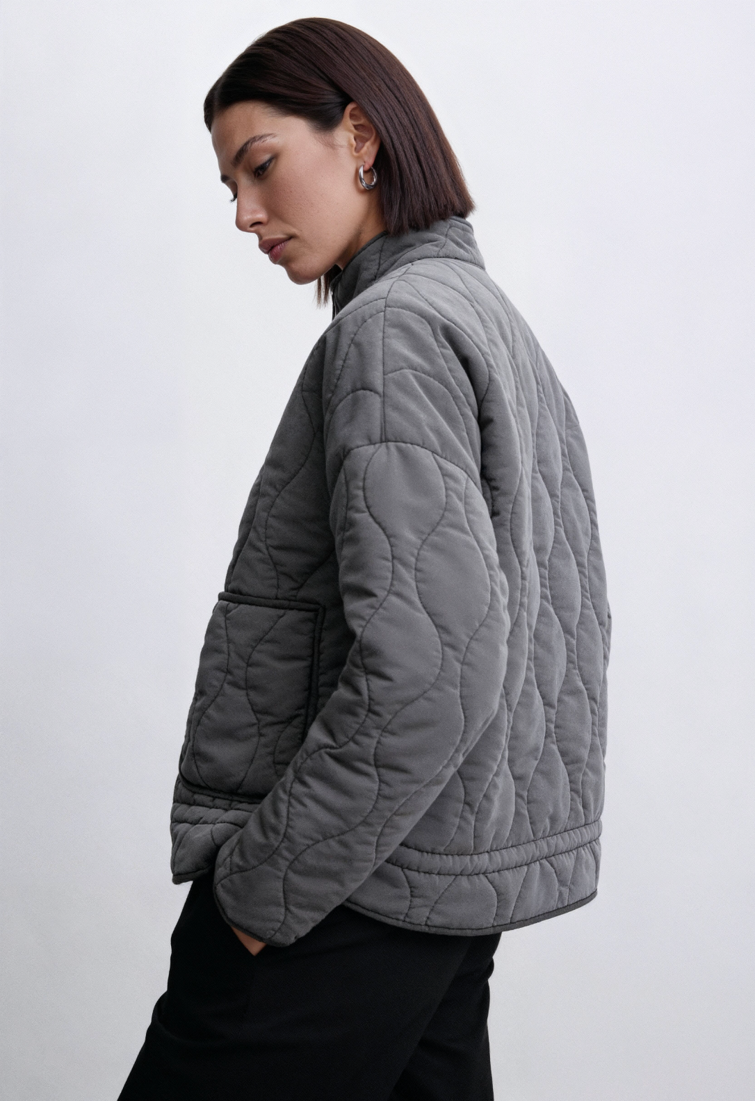 Quiltet Jakke Med Lynlås - Mørkegrå 1.2