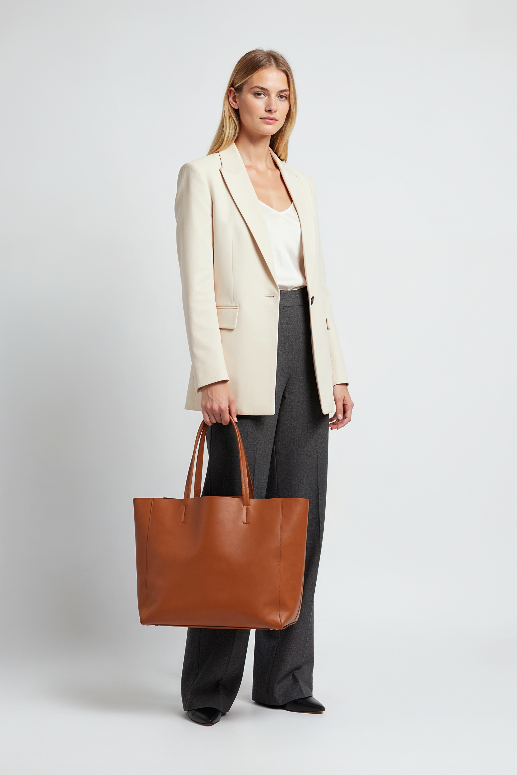 Rummelig Shopper Taske I Læderlook - Kastanjebrun 2.0