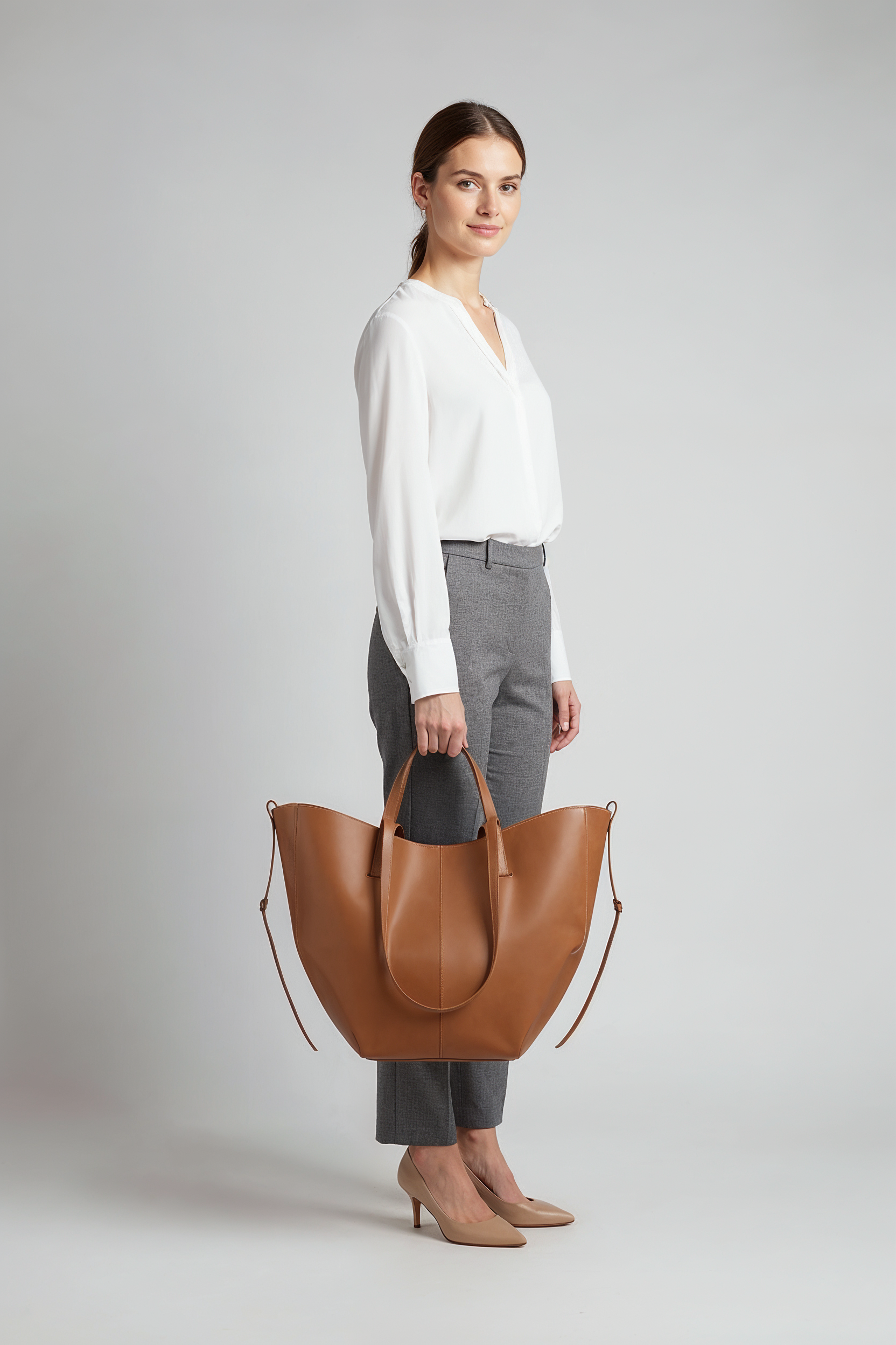 Shopper Taske Med Rummeligt Rum - Kastanjebrun 2-0