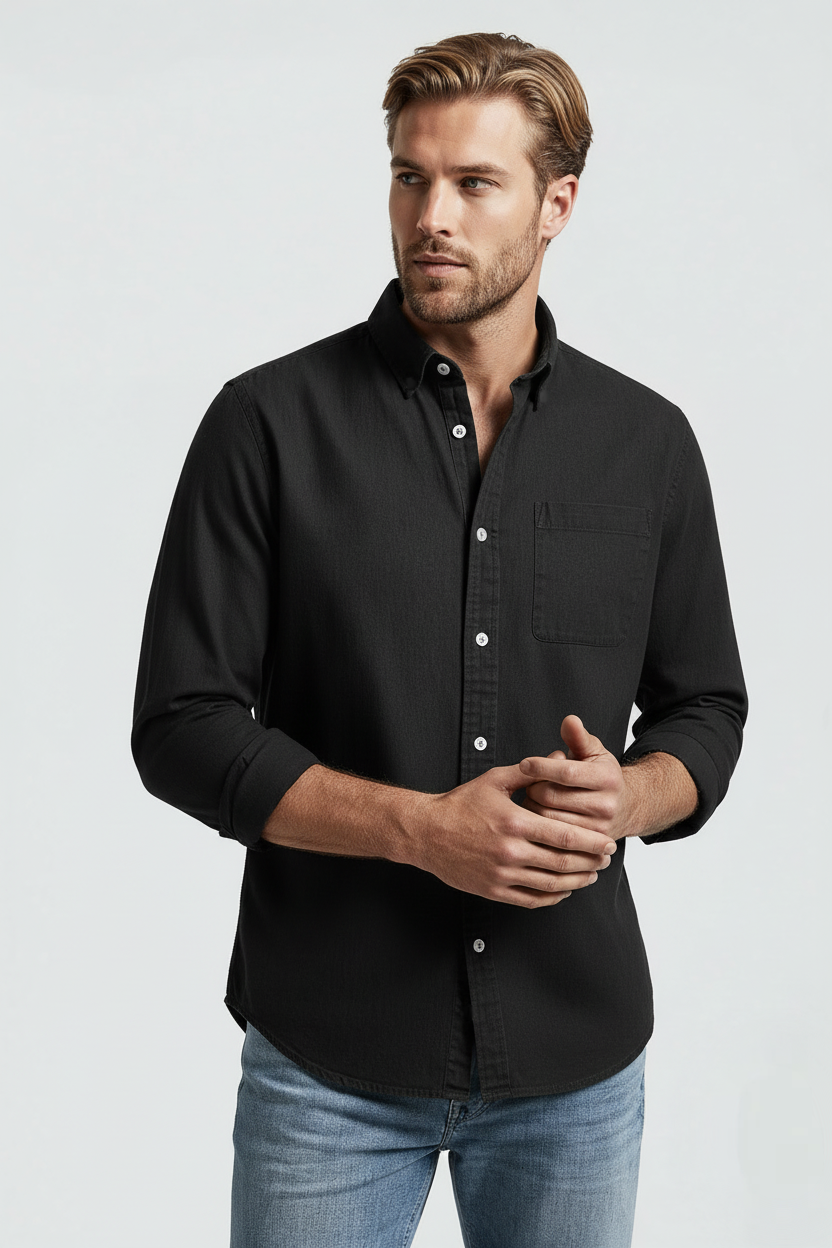 Skjorte Med Brystlomme - Sort 1.1