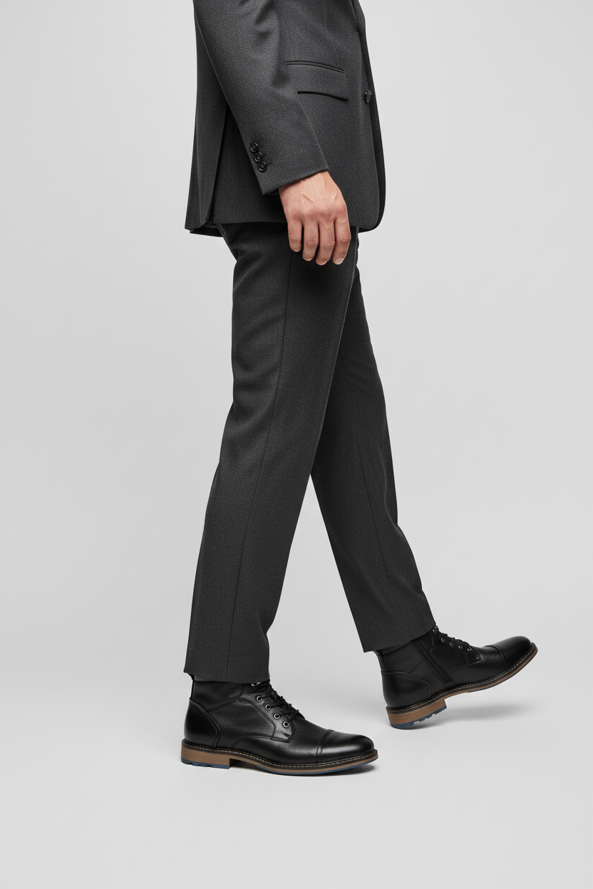 Støvler Herre | Ortopædisk med Snøring og Lynlås - Sort 2/0