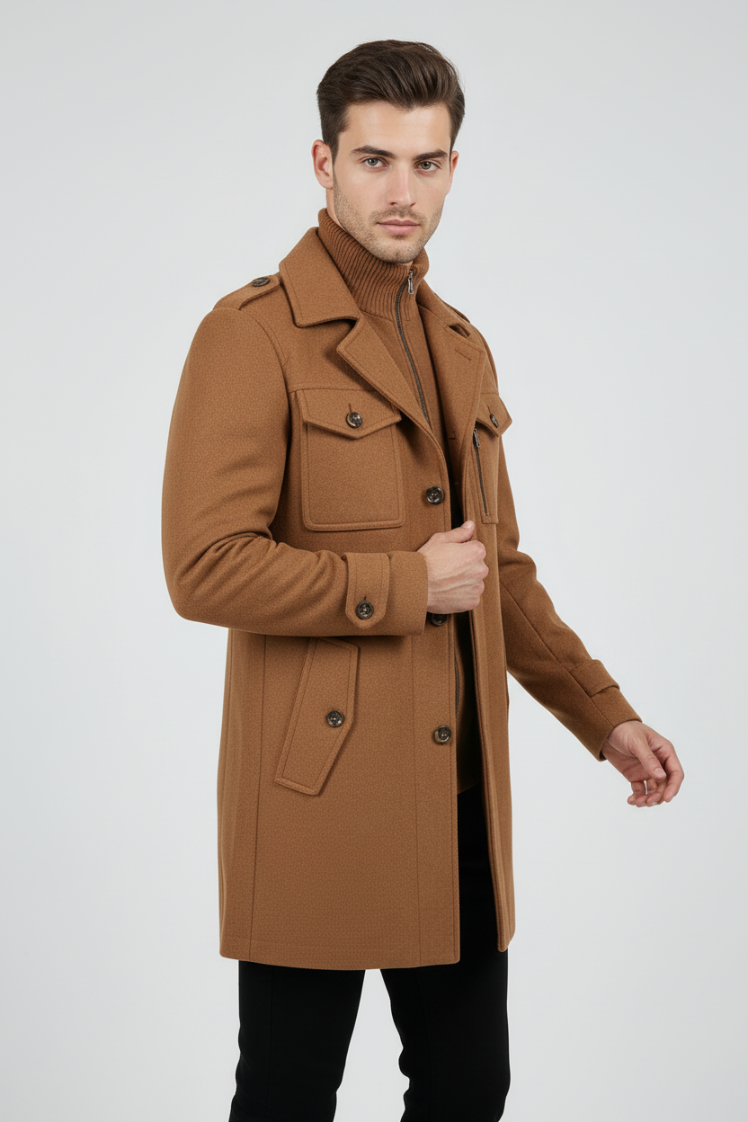 Uldfrakke Med Inderkrave - Kastanjebrun 1.1