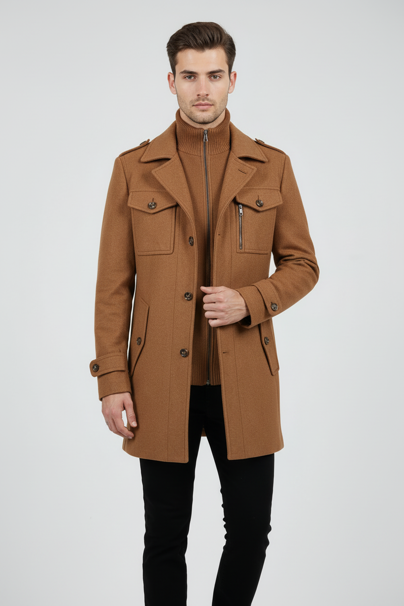 Uldfrakke Med Inderkrave - Kastanjebrun 1.3